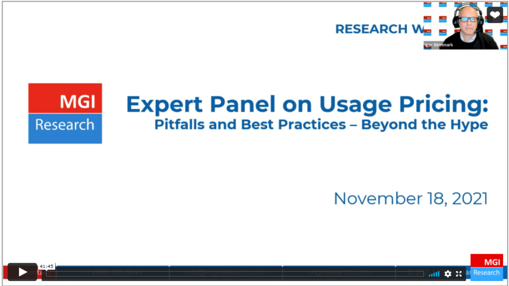 MGI Research Expert Panel On Usage Pricing: Pitfalls and Best Practices – Beyond The Hype